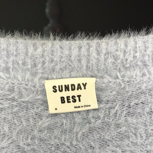 Aritzia Sunday Best Kitten V-Neck Sweater | Blue | Size M - Picture 12 of 13